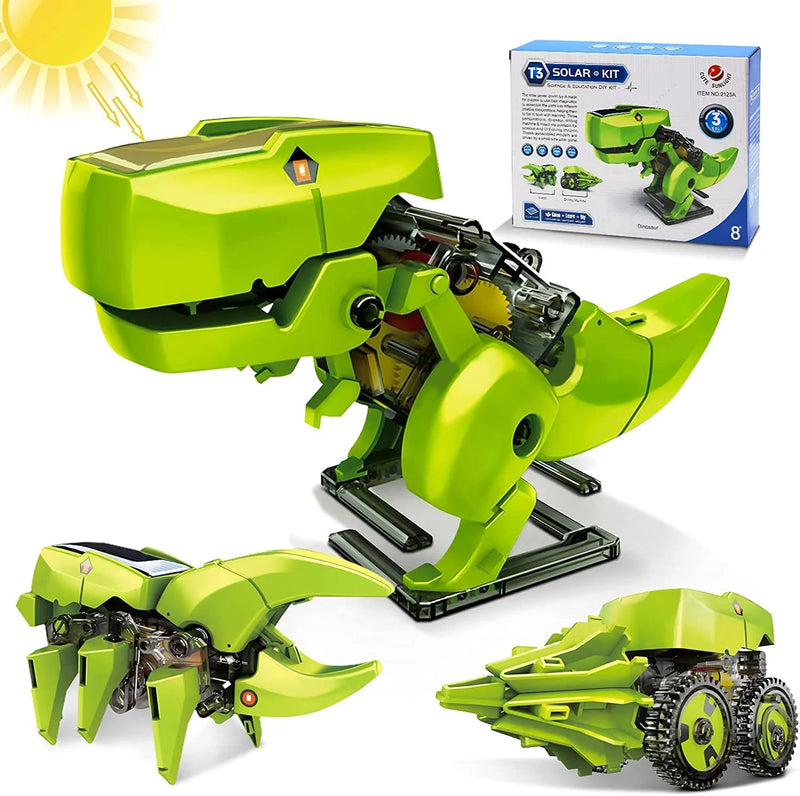 Kit Robótica Dinossauro 3 em 1 com Energia Solar - Diversão Garantida