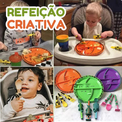 Conjunto Refeição Criativa - Pratos e talheres sensoriais para crianças