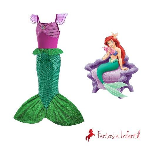 Ariel - Pequena Sereia Luxo - Fantasia Infantil - Princesas