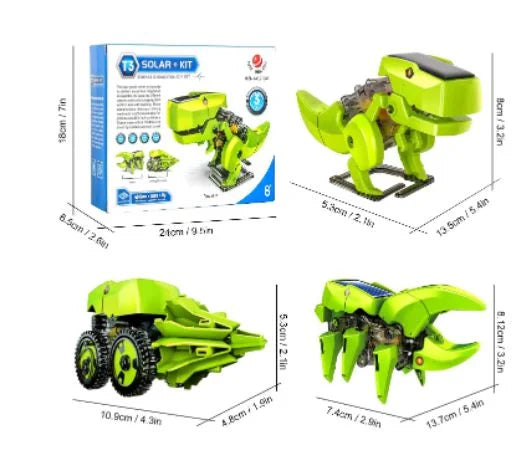 Kit Robótica Dinossauro 3 em 1 com Energia Solar - Diversão Garantida