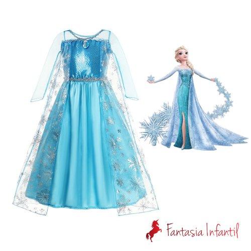 Elsa Frozen Luxo - Fantasia Infantil - Princesas